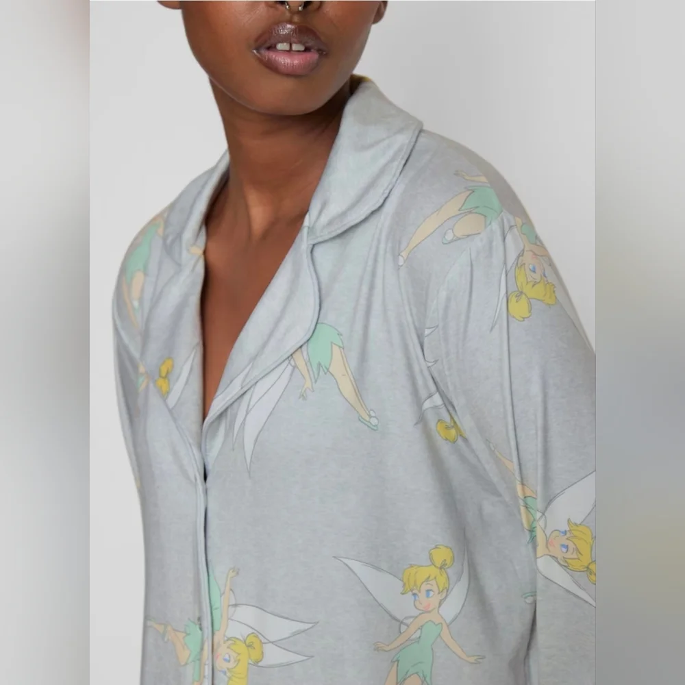 SALE! LAst 1! Disney Tinkerbell Gray Pajama Set Long Sleeves And Pants SOFT - Picture 3 of 8